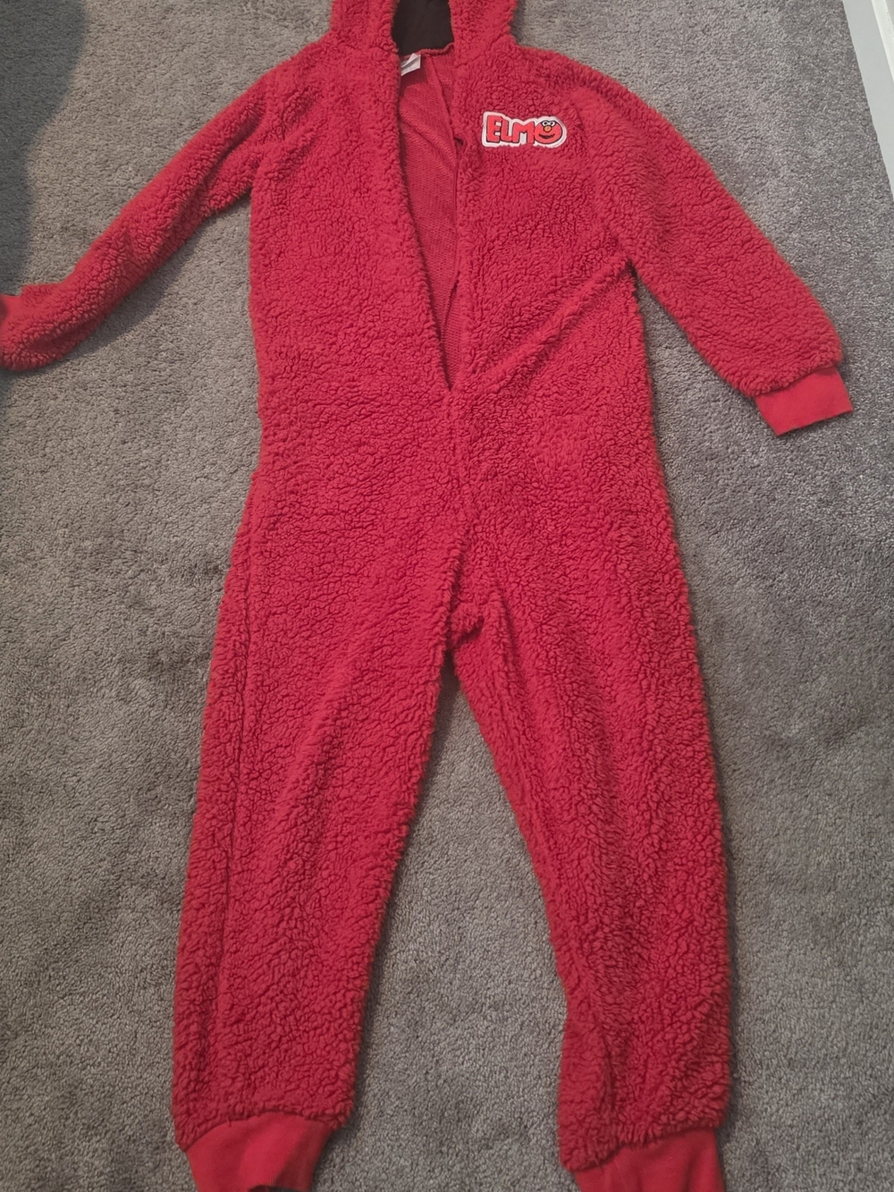 Sesame Street Elmo Red Plush Hooded Kids One-Piece Footie